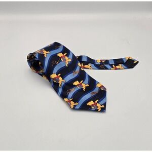 Disney Winnie The Pooh Vintage Necktie All over print  Blue polyester Mens NWT